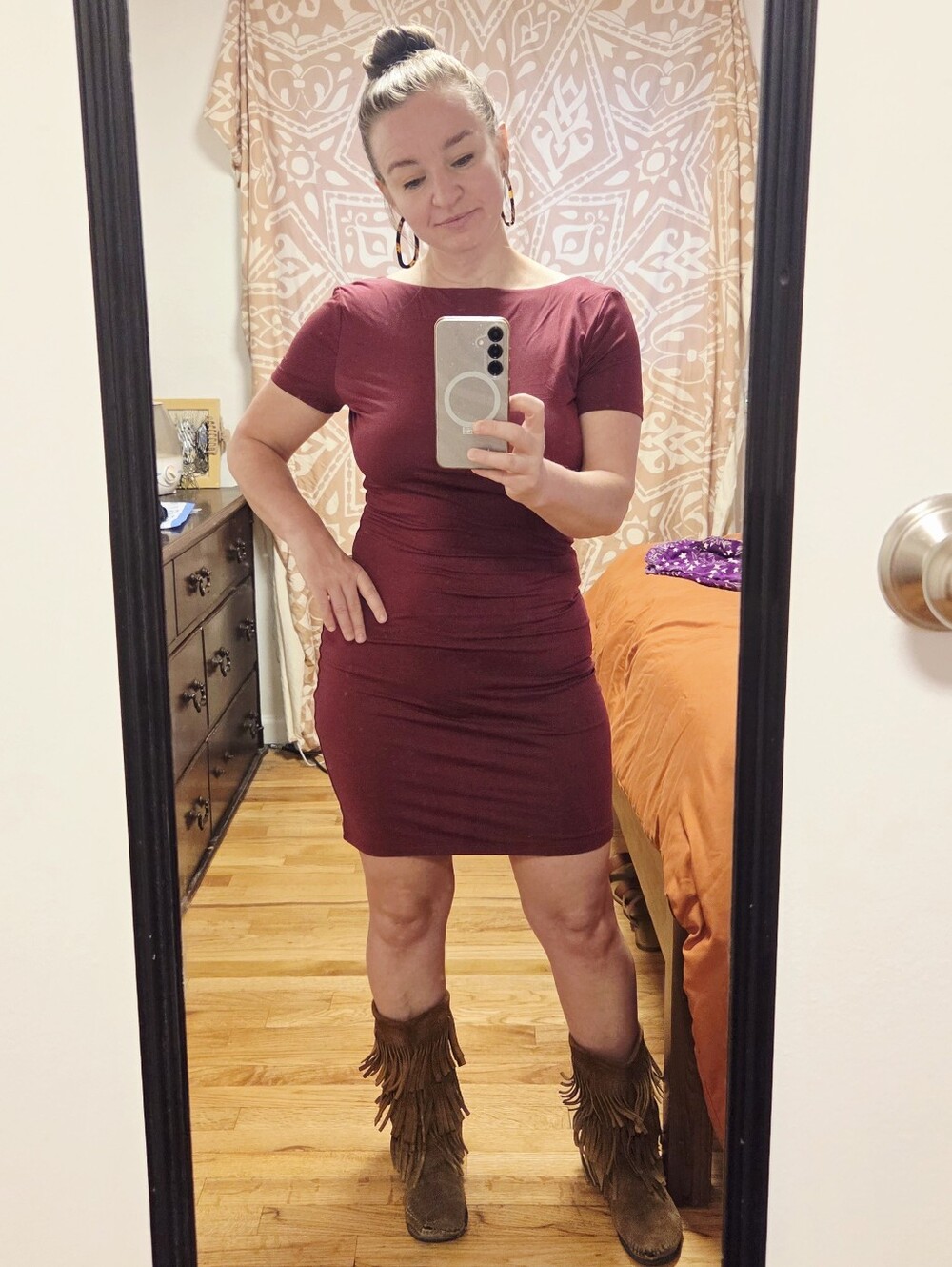 Berry Backless Mini Bodycon Dress